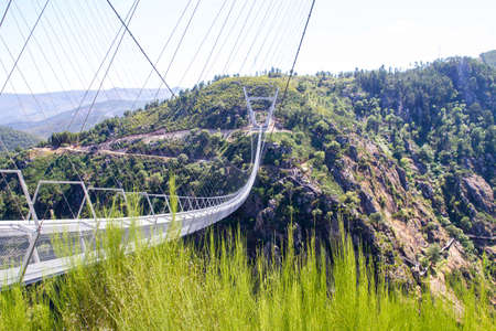 Arouca, Aveiro District of Portugal - August 6, 2021 - The 516 Arouca Bridge, the largest pedestrian...
