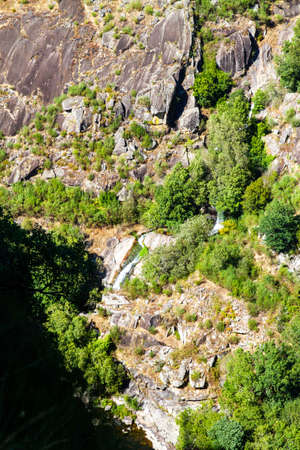 The â€œPassadiÃ§os do Paiva Trailhead Areinhoâ€ in Arouca Geopark, on river Paiva, near...