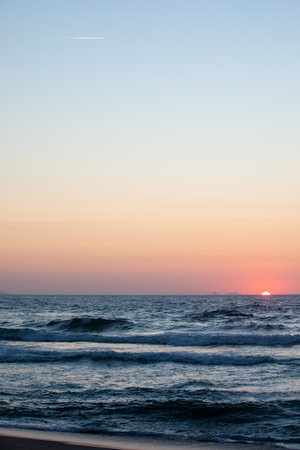 View of the Atlantic coast, ocean and Praia d`El Rey beach  in Portugal