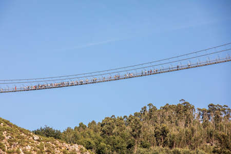 Arouca, Portugal - August 6, 2021 - The 516 Arouca Bridge, largest pedestrian suspension bridge in...