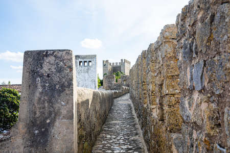 Obidos, Portugal - 2020, October 31: Architectural details of Obidos town and municipality in the Oeste region, historical province of Estremadura, former Leiria district in Portugal on October 31st, 2020のeditorial素材