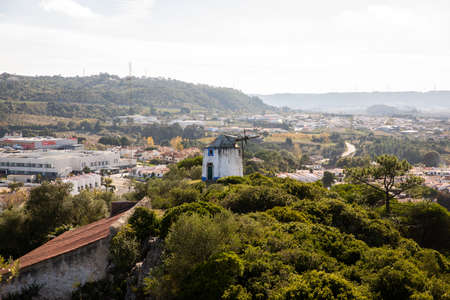 Obidos, Portugal - 2020, October 31: Architectural details of Obidos town and municipality in the...