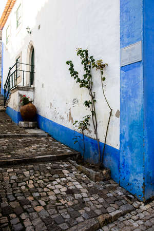 Obidos, Portugal - 2020, October 31: Architectural details of Obidos town and municipality in the Oeste region, historical province of Estremadura, former Leiria district in Portugal on October 31st, 2020のeditorial素材
