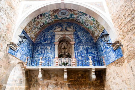 Obidos, Portugal - 2020, October 31: Architectural details of Obidos town and municipality in the Oeste region, historical province of Estremadura, former Leiria district in Portugal on October 31st, 2020のeditorial素材