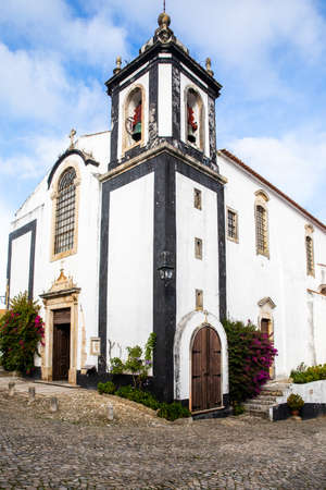 Obidos, Portugal - 2020, October 31: Architectural details of Obidos town and municipality in the Oeste region, historical province of Estremadura, former Leiria district in Portugal on October 31st, 2020のeditorial素材