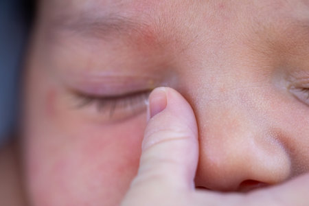 Close-up of a newborn baby with focus on different body parts