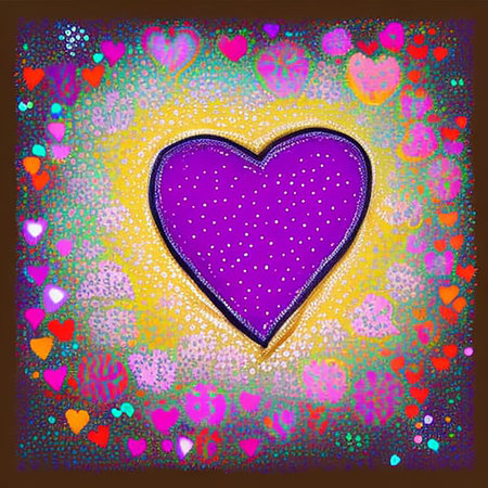 Illustration of a heart-shaped patch on a colorful background created with AI generative tools