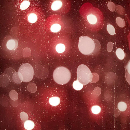 Christmas background with bokeh defocused lights and snowflakes, created with generative AI tools. Valentine's conceptの写真素材
