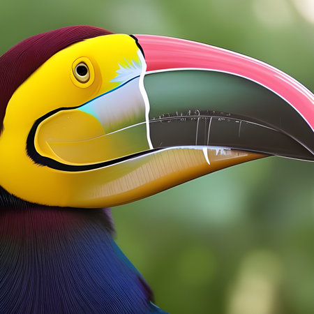 Toucan bird with a large beak. 3D illustration.の素材