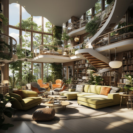 Modern living room interior design. 3d rendering concept of living roomの素材