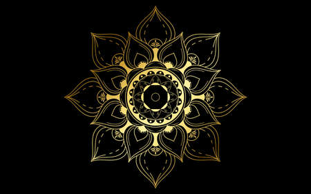 Circle pattern petal flower of mandala with gold color,Vector floral mandala patterns unique design...