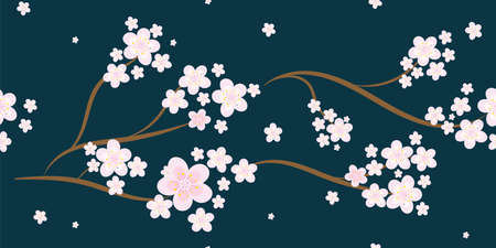 Seamless floral sakura pattern backgroundのイラスト素材
