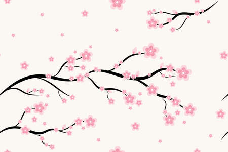 Seamless floral sakura pattern backgroundのイラスト素材