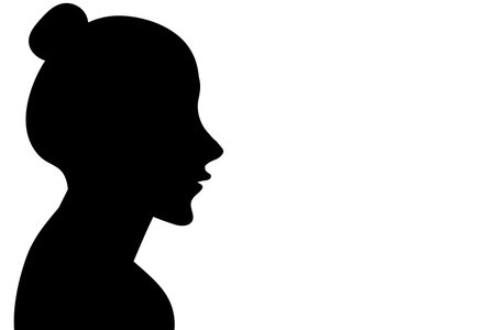Side view of a silhouette woman, black color woman isolated on white background, Vector illustrationのイラスト素材
