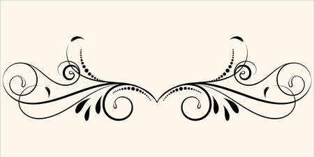 Vintage floral ornament, Hand drawn decorative element, vector illustration of floral element isolated on white background, design for page decoration cards, wedding, banner, framesのイラスト素材