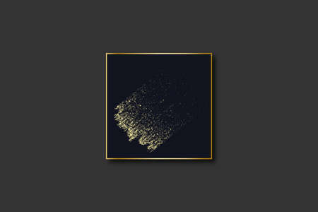 Abstract Dark blue luxury background with grunge brush stroke in gold color and rectangle geometric...