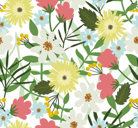 Seamless floral pattern. Plant vector backgroundのイラスト素材