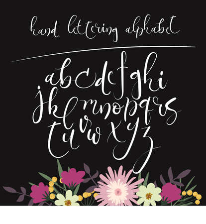 Hand drawn font made by dry brush strokes. Grunge style alphabet. Handwritten font. Vector illustrationのイラスト素材