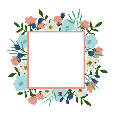 Floral frame. Flower bouquet vintage cover. Flourish card with with place for your text. Vector illustrationのイラスト素材