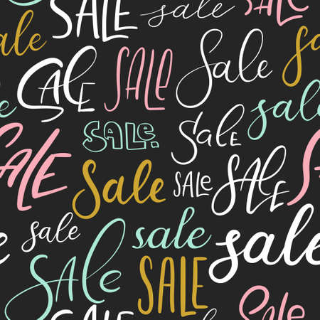 Sale. Seamless hand lettering pattern. Vector background. Modern calligraphyのイラスト素材