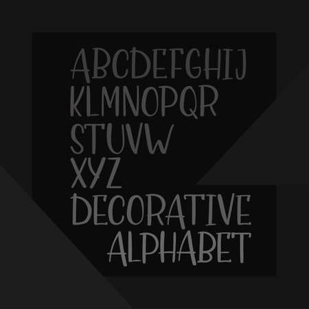 Hand drawn decorative alphabet, handwritten vector fontのイラスト素材