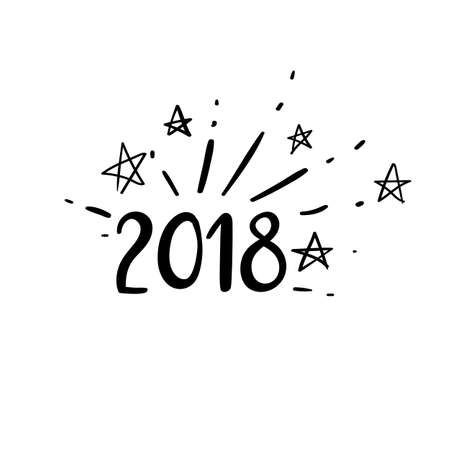 2018, Happy New Year, Handwritten greeting card, Modern calligraphy.のイラスト素材
