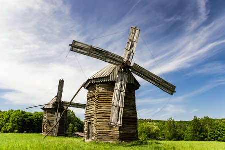 Authentic wooden mills from different regions of Ukraine の写真素材