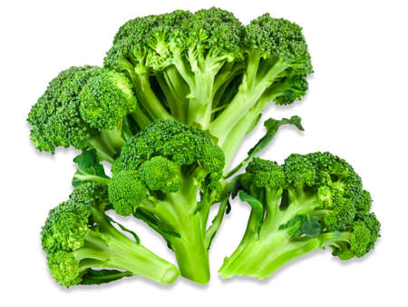 Several branches of fresh broccoli on a light background. Isolation.の写真素材