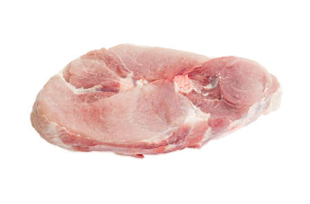 Big piece of fresh uncooked meat from the cut of hind leg pig on light backgroundの写真素材