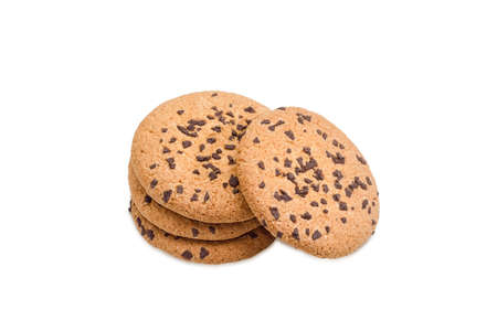 Several chocolate chip cookie on a light backgroundの写真素材