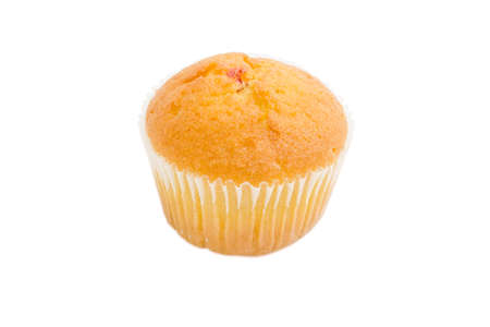 One sweet muffin with berries in a paper cup on a light backgroundの写真素材