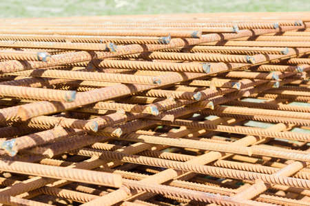 Stack of grilles of reinforcing steel made of welded bars for the manufacture of concrete constructionの写真素材