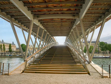 Fragment of the footbridge over the River Seine in Paris on a spring afternoonの写真素材