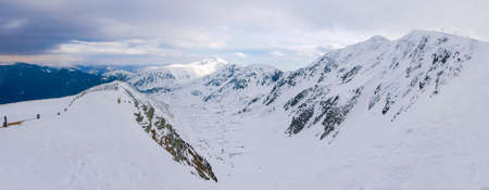 Panorama of the mountain range in the Low Tatras with north-east slopes of the peak Chopok on a...
