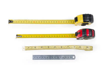 Used two self-retracting tape measures with flexible rulers and ordinary metal ruler with metric...