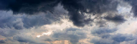 Part of the evening sky with storm clouds, wide panoramic view