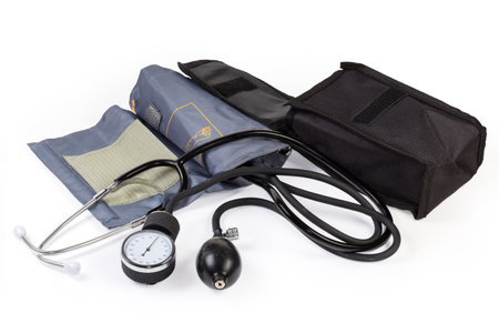 Classical modern manual mechanical sphygmomanometer with aneroid manometer with inbuilt stethoscope...