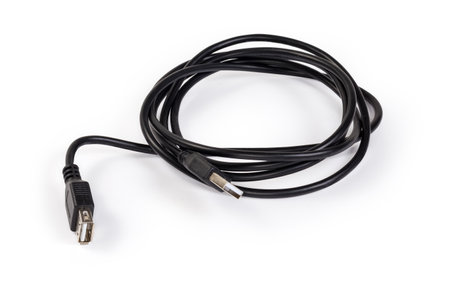 USB extension cable with plug and receptacle of Standard-A on the edges on a white backgroundの写真素材