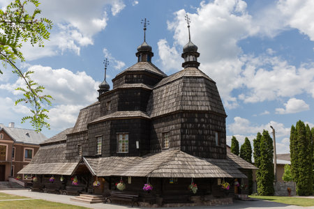 Wooden Church of the Ascension of the beginning of the 18th century in Chortkiv city, Ukraineの写真素材