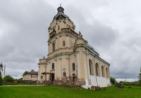 Baroque masonry Church of the Holy Trinity of the 18th century in Mykulyntsi, Ukraine, general view...