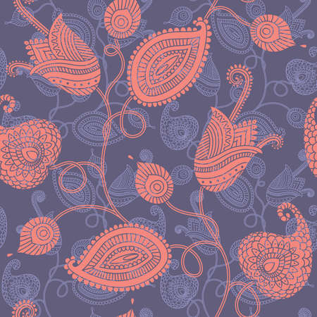 Ornate seamless background with decorative flowersのイラスト素材