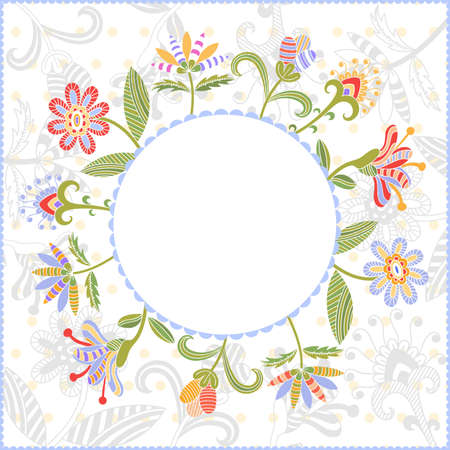 Background with bright flowers and frameのイラスト素材
