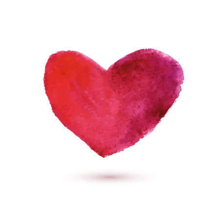 Background with watercolor red heart. Vector illustrationのイラスト素材