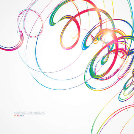 Abstract background with multicolored curved lines on whiteのイラスト素材