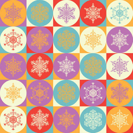 Bright multicolored seamless background with snowflakesのイラスト素材