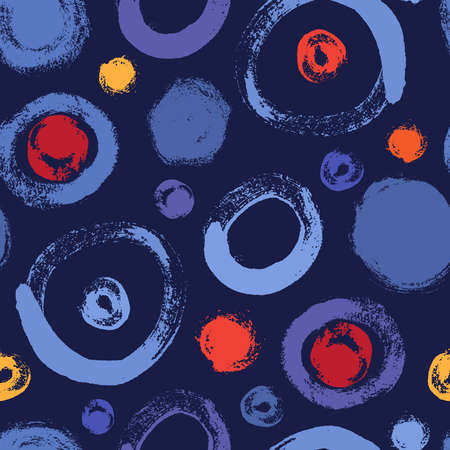 Abstract seamless background from grunge circle brush strokes on blueのイラスト素材