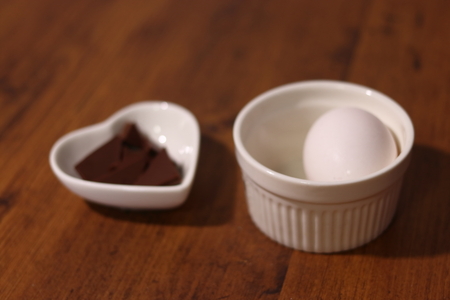Materials for making sweets. chocolate and egg.の写真素材