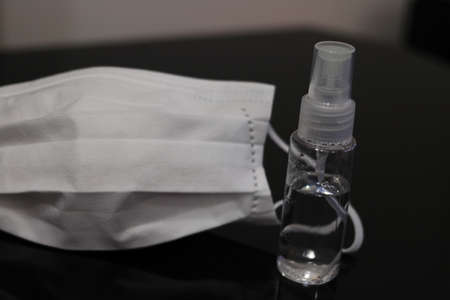 White Mask and Alcohol Disinfection Sprayの写真素材