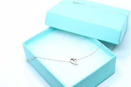 Heart necklace in a gift boxの写真素材