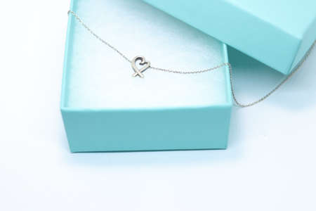Heart necklace in a gift boxの写真素材
